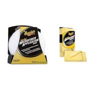 Meguiar's X3080EU Microfiber Applicator Pads 5 inch (2 Pieces) for Hand Application of Compounds, Polishes & Leather Cleaners - Includes 3 Supreme Shine Microfiber Car Cleaning Towels