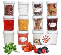 megusta!® 16 bocaux motif diamant | 200 ml | couvercle motif cœur | pots à confiture, pour dessert, purée de bébé | cuisson + congélation | + 16 étiquettes