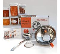 megusta Set de conservation 3 pièces | Louche inox | entonnoir inox pour confiture, bouillon de concombre, huile | tamis fin | + Étiquette pour bocaux mason