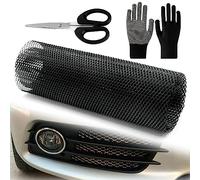 MEGYAD Grille en métal Alu Grille de voiture universelle en nid d'abeille en alliage d'aluminium avec ciseaux et gants, 100x33CM Grille de course en métal expansé (Noir)