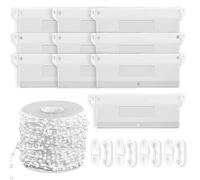 MEGYAD Lot de 10 panneaux de lestage pour rideau à lamelles : 127 mm de rechange avec chaîne de 10 m + 4 connecteurs de chaîne de store vertical, accessoires de rideau