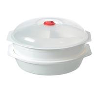 MEGYAD Lot de 2 assiettes à micro-onde avec couvercle : vaisselle adaptée micro, 2 compartiments, boîtes de conservation avec ventilation