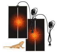 MEGYAD Lot de 2 tapis chauffants pour terrarium : coussin chauffant pour récipient en verre avec réglage de la température, tapis chauffant réglable pour reptiles, serpents, lézards, geckos,