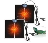 MEGYAD Lot de 2 tapis chauffants pour terrarium : coussin chauffant pour récipient en verre avec réglage de la température, tapis chauffant réglable pour reptiles, serpents, lézards, geckos,