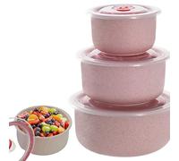 MEGYAD Lot de 3 plats pour micro-onde avec couvercle : boîtes de conservation micro, 260/480/900 ml, bol multifonction lave-vaisselle, four, réfrigérateur (rose)