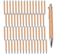 MEGYAD Lot de 50 stylos à bille en bambou personnalisés : instrument d'écriture en bois pour la vie quotidienne et le bureau (noir)