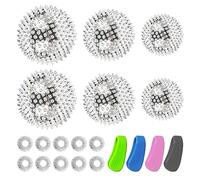 MEGYAD Lot de 6 balles de hérisson magnétiques : balle d'acupression magnétique haute pression 32 mm 47 mm 56 mm de diamètre Boules d'acupression avec pince d'acupression Anneau de massage pour