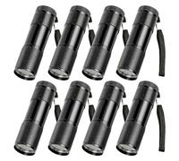 MEGYAD Lot de 8 lampes de poche UV : lampe de poche à lumière noire avec 9 LED, mini lampe UV à lumière noire pour les faux billets de banque, l'urine des chiens et autres animaux domestiques