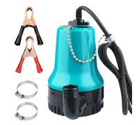 MEGYAD Pompe submersible : DC 12 V 65 W 4200 l/h Pompe submersible pour eaux usées avec pince, aspiration plate pour eaux usées avec particules jusqu'à 30 mm, plastique, turquoise