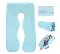 MEGYAD Taie d'oreiller de grossesse en forme de U : housse de coussin corporel amovible, housse de rechange pour coussin d'allaitement confort Pregnancy, lavable en machine, 140 x 80 cm, bleu clair