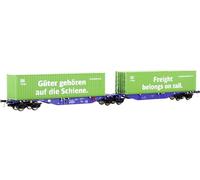 Mehano 28398 Wagon porte-conteneurs HO Sggmrss90 DB Cargo de lErmewa