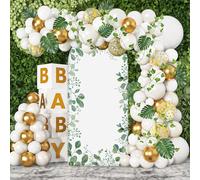 MEHOFOND 1 x 2,1 m Vert Eucalyptus Feuilles Arche Fond Rond Top Photographie Cadre Cadre pour Photo Shower Baptême Anniversaire Décoration Chiara Arch Cover Décoration Photo Booth Accessoires
