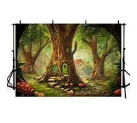 MEHOFOND 2,1 x 1,5 m - Conte de fées - Forêt enchantée - Décoration de fête d'anniversaire - Bannière pour Enfants - Champignon - Pays-Merveilles - Accessoires pour Photographie