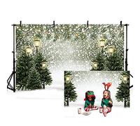 MEHOFOND 2,1 x 1,5 m Fond Photographique d'Hiver - Portrait Naturel de Cèdre Vert et Flocon de Neige - Vue sur la Neige, Lumières et Décoration pour Fête de Noël - Bannière pour Studio Photo