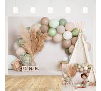 MEHOFOND 2.1x1.5 m thème bohème Photographie Toile de Fond pour garçon 1er garçon Anniversaire Tente Ballons fête pour Enfants bannière Nouveau-né Portrait Photo Studio décoration