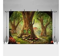 MEHOFOND 2,4 x 1,8 m - Conte de fées - Forêt enchantée - Décoration de fête d'anniversaire - Bannière pour enfants - Champignon - Pays-merveilles - Accessoires pour photographie