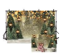 MEHOFOND 2,4x1,8 m Fond photographique du nouveau né vert flocon de neige de l'arbre de Noël en hiver Neige scintillante bokeh portrait à l'envers Noël anniversaire Party Photos banderoles accessoires