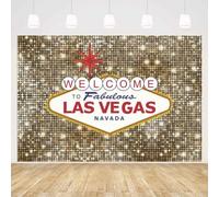 MEHOFOND 3 x 2,1 m Bienvenue à la Fête de Las Vegas arrière - Plan Casino Poker rétro Golden Round Paillettes arrière - Plan Photos Photos décorations bannières Portraits Accessoires de Studio