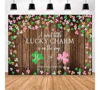 MEHOFOND 7x5ft Lucky Charm Gender Reveal Backdrop St. Patrick's Day Baby Shower Party Decor Banner Supplies Pink or Green Shamrock Clover Background Cake Table Studio Photo Prop
