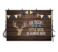 Mehofond Oh Deer Boy Décoration de fête de bébé en bois rustique Gris Décoration de fête d'anniversaire A Little Buck is Almost Here Photographie Fond de toile de fond en vinyle 5 x 3 m