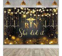MEHOFOND Toile de fond à paillettes pour photographie de remise de diplôme d'infirmière 2024 - 2,1 x 1,5 m - Noir et doré