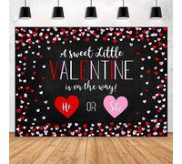 MEHOFOND Toile de fond de 2,4 x 1,8 m pour révéler le sexe de la Saint-Valentin, décoration de fête prénatale, bannière de fond de gâteau, table, accessoires de studio photo