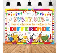 MEHOFOND Toile de fond de bienvenue à l'école - 2,1 x 1,5 m - Bannière de motivation pour salle de coration murale pour enseignants éducatifs, étudiants, premier jour d'école