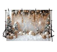 MEHOFOND Toile de Fond de Noël de 2,4 x 1,8 m pour Photographie, Arbre de Noël, Boule de Neige, étincelle de Neige, arrière-Plan Photo, arrière-Plan pour Adultes et Enfants, Portrait, décoration de