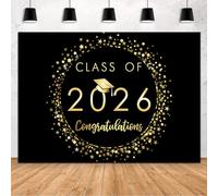 MEHOFOND Toile de fond noire et dorée de 2,1 x 1,5 m pour remise de diplôme, fête de fin d'année, de félicitations, de remise de diplôme, de fête de fin d'année, de félicitations, de remise de