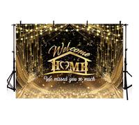 MEHOFOND Toile de fond pour fête de famille avec inscription « Welcome Home We Miss You So Much » - 2,1 x 1,5 m
