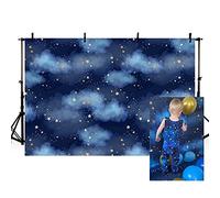MEHOFOND Toile de Fond pour Studio Photo-2,4 x 1,8 m-Bleu foncé-pour garçon,Anniversaire,fête prénatale-Étoile dorée-Décorations de fête-Twinkle Twinkle Little Stars-Fond pour Photographie