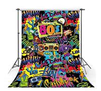 MEHOFOTO Décoration de fête d'anniversaire pour Adulte sur Le thème du Hip Hop Retour aux années 80 - Bannière de Studio Photo - Graffiti Disco - 1,5 x 2,1 m