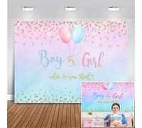 Mehofoto Garçon Ou Fille Sexe Révèlent Toile de Fond Bleu Points Roses Ballon Photographie Fond 7x5ft Vinyle Genre Révèlent Bébé Douche Fête Bannière Décors