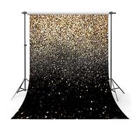 Mehofoto Toile de fond à paillettes dorées et noires pour bal de fin d'année Motif ciel étoilé brillant abstrait Idéal pour fête d'anniversaire, mariage, enfants, nouveau-né 1,5 x 2,1 m