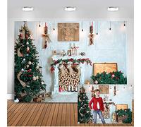 Mehofoto Toile De Fond De Noël 7x5ft Vinyle Arbre De Noël Cheminée Bas Rennes Bougies Décorations De Fête Bannière Fournitures Réveillon De Noël Intérieur Portrait Photographie Backdrops