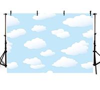 MEHOFOTO Toile de Fond pour Studio Photo Motif Ciel Bleu et Nuage Blanc 2,4 x 1,8 m
