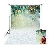 MEHOFOTO Toile de fond pour studio photo, pour hiver, Noël, flocon de neige, paysage, feuilles vertes, bokeh, toiles de fond pour photographie, accessoires, 1,5 x 2,1 m
