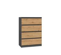 MeHome Commode Moderne Malwa Commode en Tissu 4 Tiroirs Armoire Polyvalente Buffet Buffet Coffre De Rangement Armoire pour Chambre Chambre d'enfant Couloir (Anthracite/Artisan)
