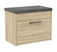 MeHome Étagère À Chaussures 35x60x49 Cm avec Assise Et Espace De Rangement 32x56x8 Cm Coussin D'assise Banc À Chaussures Meuble À Chaussures en Bois pour Couloir Étagère À Chaussures Banc (Sonoma)