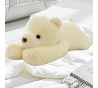 MeHoo 3.3LB Jouet en Peluche Lestée,Jouet en Peluche Anti Anxiété 60 cm Oreiller de Câlin Poupée en Forme d'oreiller(Ours Blancs)