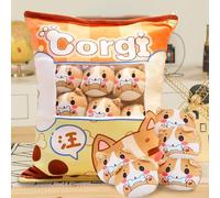 MeHoo Doux Coussin pour Le Goûter,Jouet en Peluche,Poupée Kawaii en Peluche Mignonne,Coussin Lombaire Coussin de Sommeil,Design Zippé,Amovible,Rempli de Petites Poupées à L'intérieur (Chien)