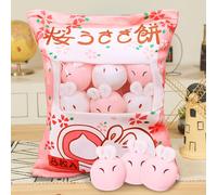 MeHoo Doux Coussin pour Le Goûter,Jouet en Peluche,Poupée Kawaii en Peluche Mignonne,Coussin Lombaire Coussin de Sommeil,Design Zippé,Amovible,Rempli de Petites Poupées à L'intérieur (Lapin)