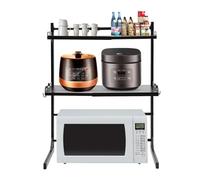 MEHOOSPVN Étagère extensible pour micro-ondes avec 4 crochets, support pour micro-ondes à 3 niveaux, hauteur réglable de 27 à 67 cm, support pour micro-ondes, boulangerie, organisateur pour plans de