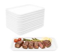 MEHOOSPVN Lot de 24 plateaux de service rectangulaires antidérapants en plastique PP Fast Food Café Incassables et antidérapants pour la cuisine Blanc