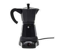 MEHOOSPVN Machine à expresso à induction, 300 ml, électrique, moka, café italien, cafetière à moka, en aluminium, 1 à 6 tasses, socle en acier inoxydable, valve de sécurité, gaz, noire