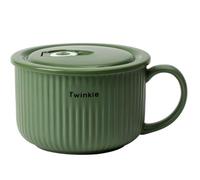 mehrido Bols à soupe en céramique avec poignée et couvercle ventilé, 750 ml, grande tasse à soupe pour soupe, nouilles instantanées, céréales, récipients à soupe, passe au micro-ondes et au