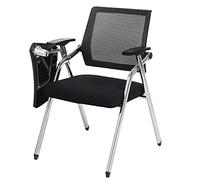 MEHWSAR Chaise de bureau empilable pour tablette avec bureau attaché, chaises de salle de conférence pliantes, empilables avec dossier ergonomique (Nero)