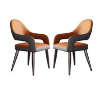 MEHWSAR Chaise de Salle à Manger rembourrée en Cuir synthétique avec accoudoirs, Chaise de Cuisine Moderne du Milieu du siècle avec Pieds en métal, Fauteuil de Bureau Confortable for Restaurant(2pcs)