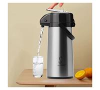 MEHWSAR Distributeur de café Airpot avec Pompe, Distributeur de Boissons Isotherme sous Vide en Acier Inoxydable, Carafe Isotherme for Eau Chaude/Froide, Boissons chocolatées de fête(Silver,2.5L)