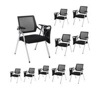 MEHWSAR Lot de 10 fauteuils pour tablette avec bureau attaché, chaises de salle de conférence pliantes, empilables avec dossier ergonomique